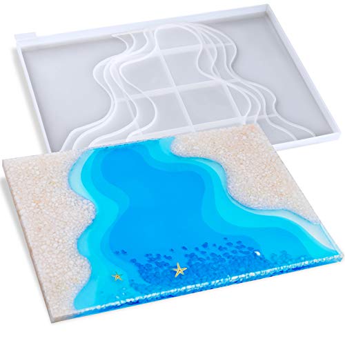 Epoxy Resin Silicone Mold Large 14.6"x9.8" Rectangle Serving Tray Mountain River