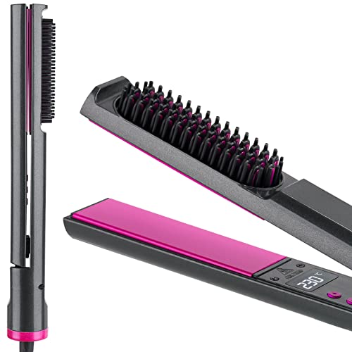 Hair Straightener Curler 3-In-1 Hair Straightener with Electric Hot Comb (Gray)