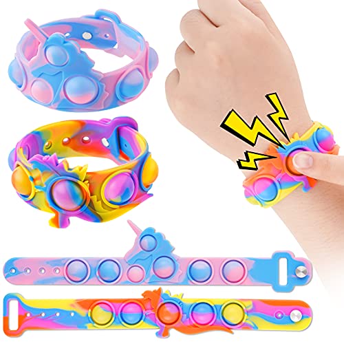 2-Pack Kids' Silicone Push Pop Bubble Wristband Fidget Sensory Toys, Multicolo