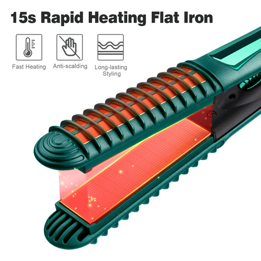 2-in-1 Hair Straightener Curler Professional Multi-Styler Flat Iron (Green)