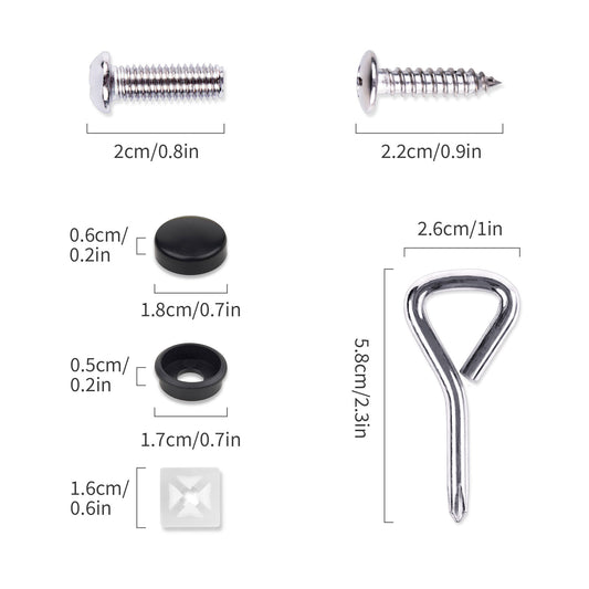 Stainless Steel License Plate Screws Fastener Kit, Anti-Rust Screws Self-Tappi