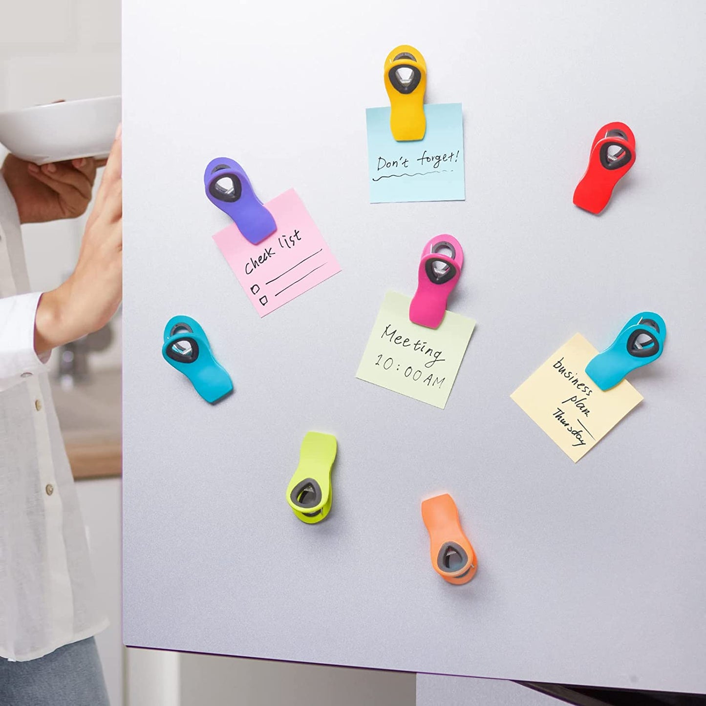 Bag Clips with Magnet 14PCS 7 Assorted Bright Colors Refrigerator Magnetic Clips