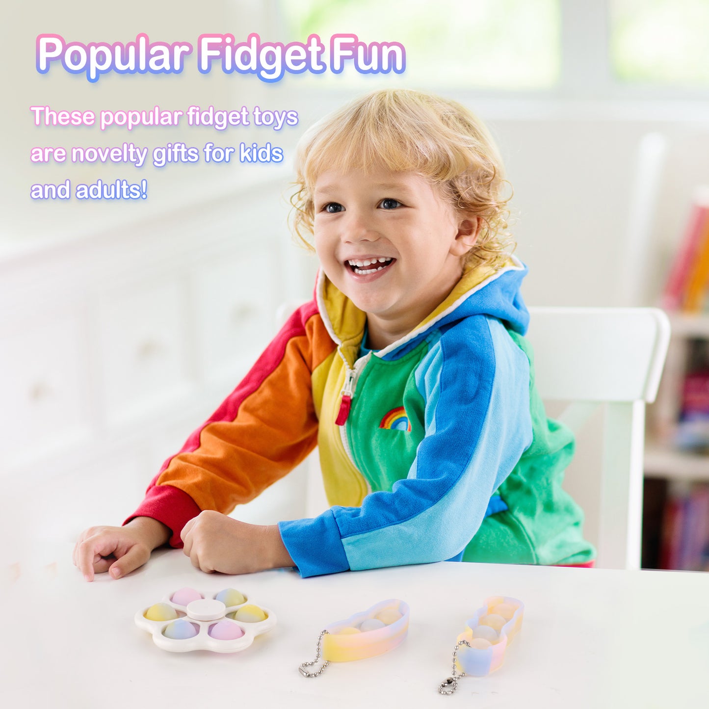 Fidget Pack 2-In-1 Pop Finger Spinner+Bubble Fidget Toy 3PCS High-Speed Rotati