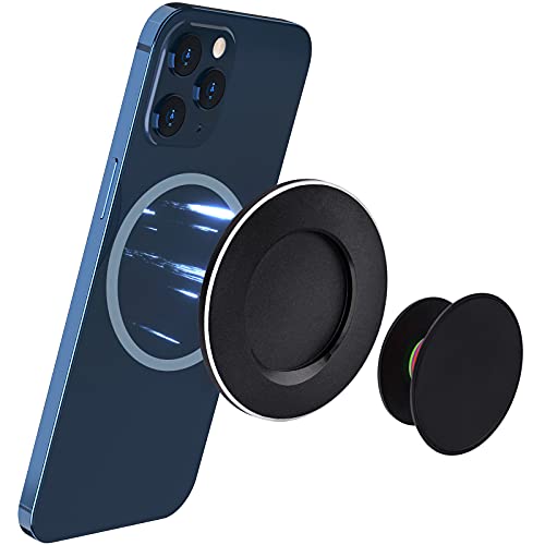 Magnetic Base Plate Phone Grip Holder Ring Stand Removable Wireless Charging BLK