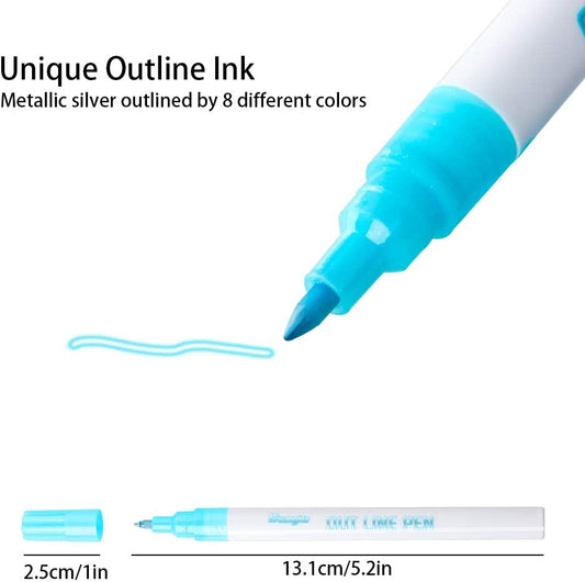 Super Squiggles 12 Colors Self-outline Metallic Markers, Dreamline Double Line