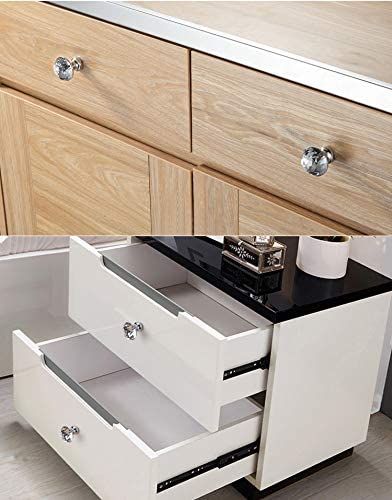 [12 Pack] Crystal Clear Glass Cabinet Drawer Pulls, Diamond Shape Cupboard Knobs