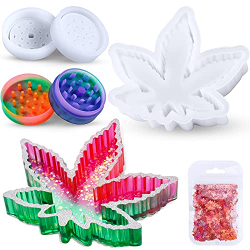 Epoxy Resin Casting Silicone Tray Mold (5.9?”X5.5?”) with Glitter Pack Kit, Ar