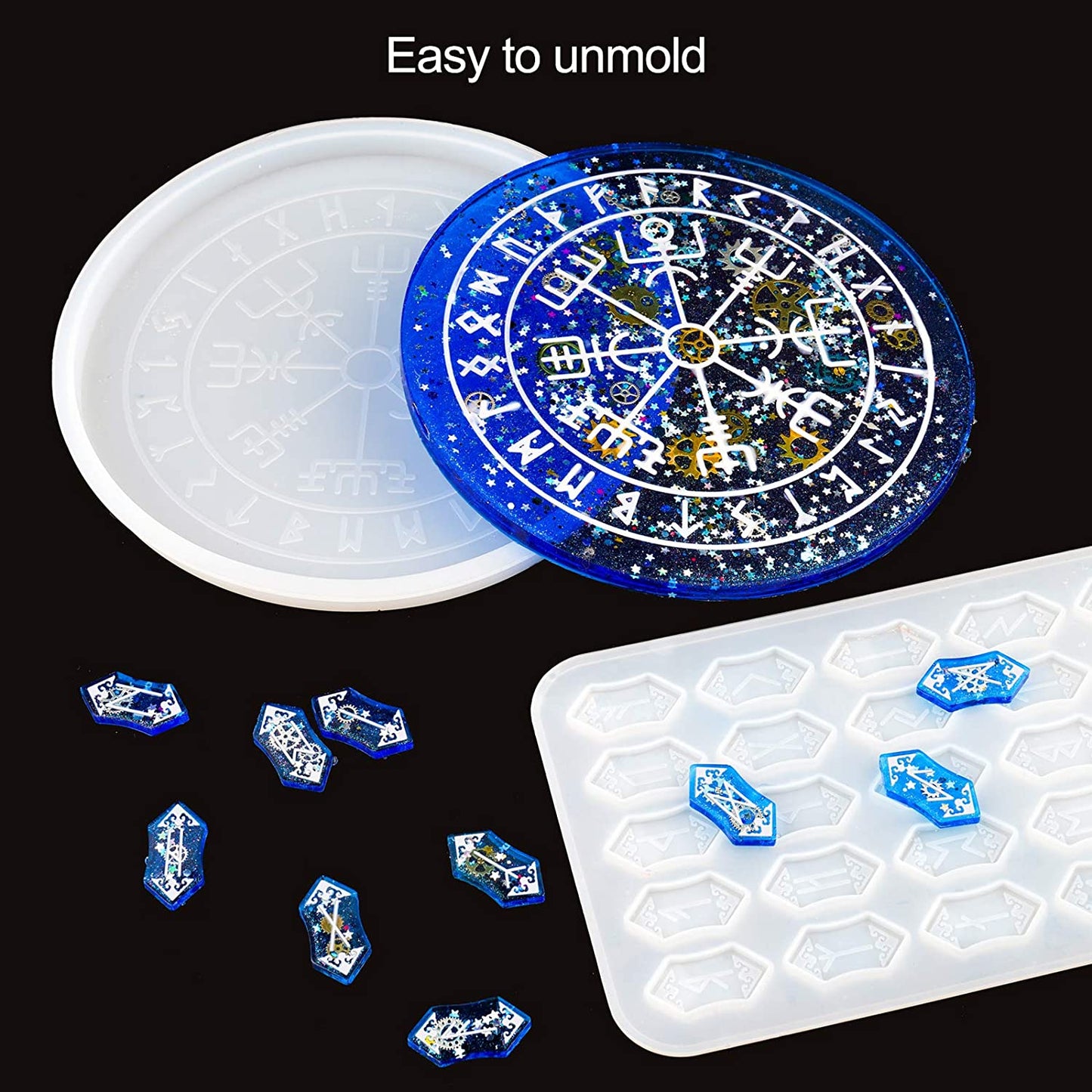 NiArt Rune Divination Resin Molds Polyhedral Dice Symbol Card Astrology Compass