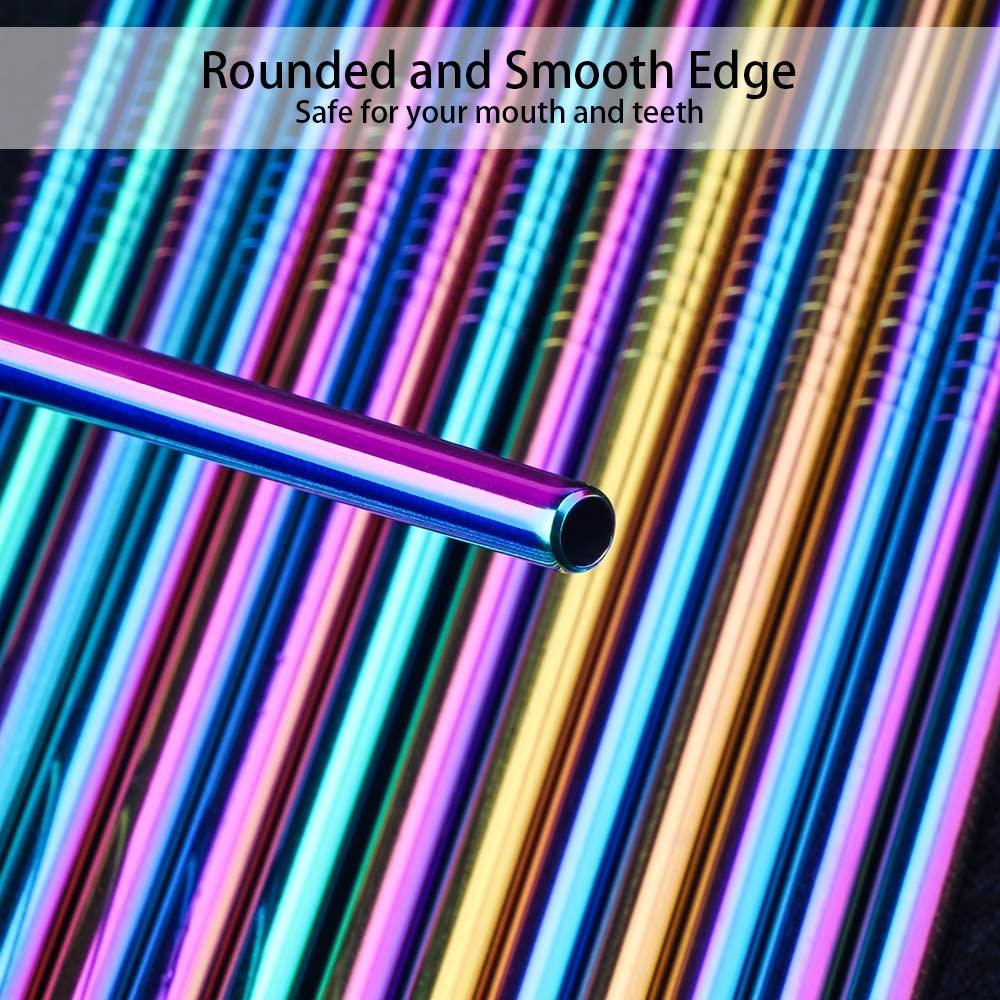 [24 PCS] Value Pack Reusable Stainless Steel Straws in Bulk Extra Long 10.4 inch