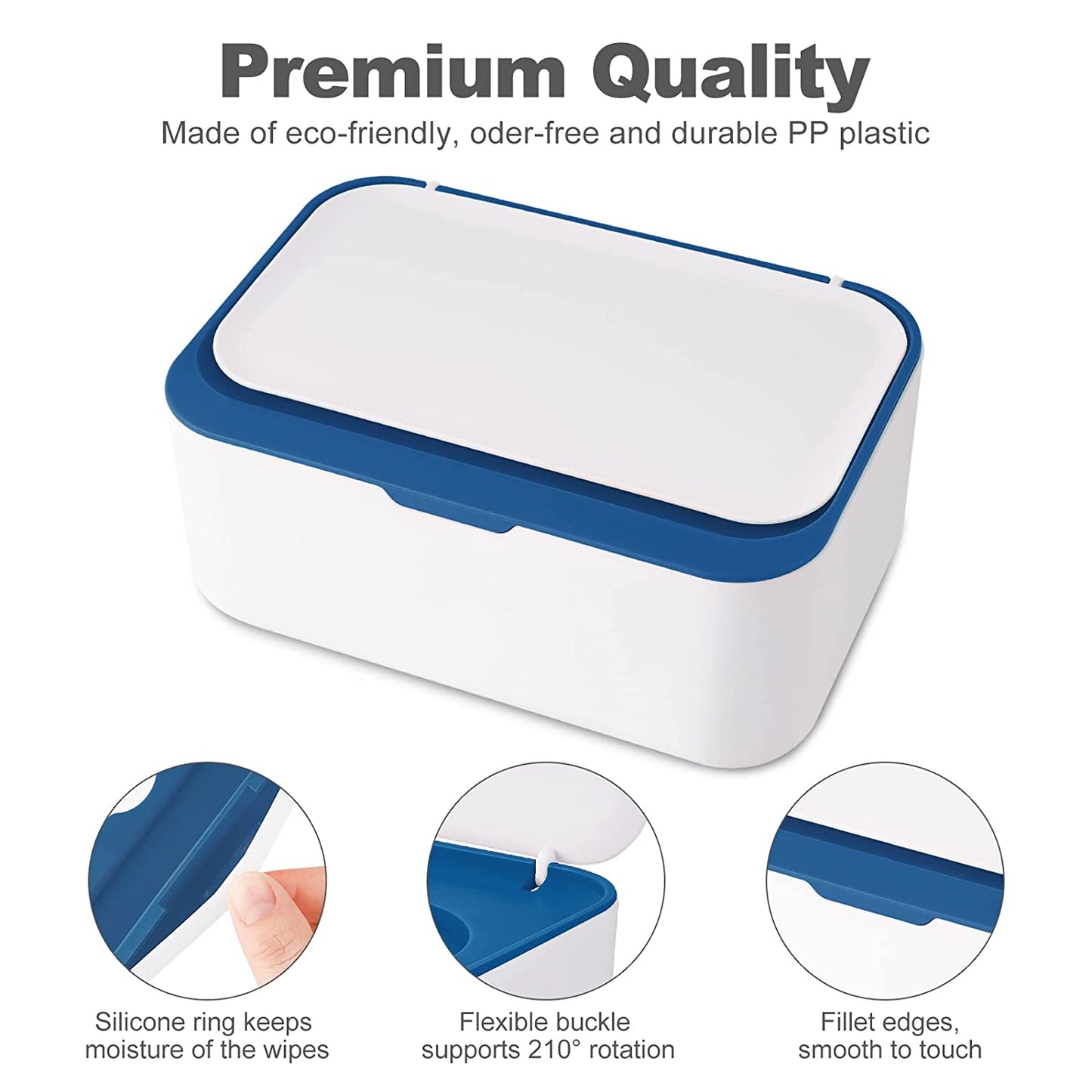 Sealed Wet Wipe Dispenser with Lid Large Capacity Baby Wipe Storage Box (Blue)