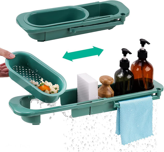 Sink Caddy Adjustable Sponge Holder Kitchen Expandable Storage Drain Basket