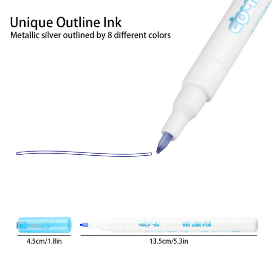 Super Squiggles Self-outline Metallic Markers, SuperSquiggles Double Line Pen Gi