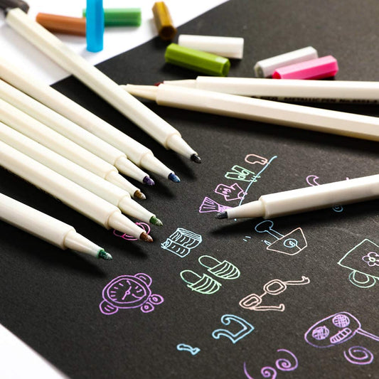 Metallic Marker Pen 30 Colors Set Glitter Paint Drawing Marker (Fine Tip Hard)