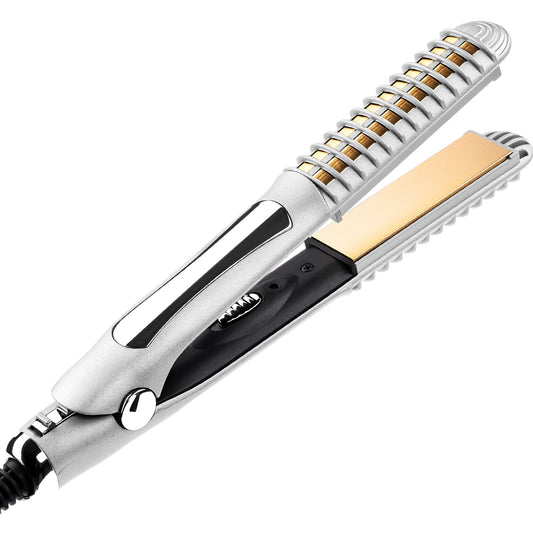 2-in-1 Hair Straightener Curler Professional Multi-Styler Flat Iron (White)