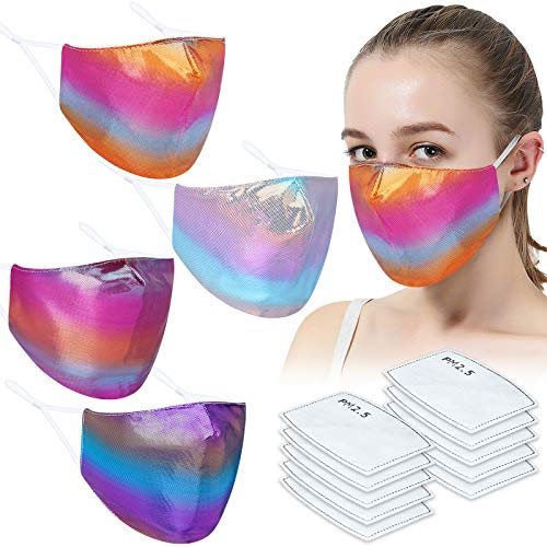 Fashion s (4 Masks+10 Protective PM2.5 Pads) Assorted Rainbow Gradient