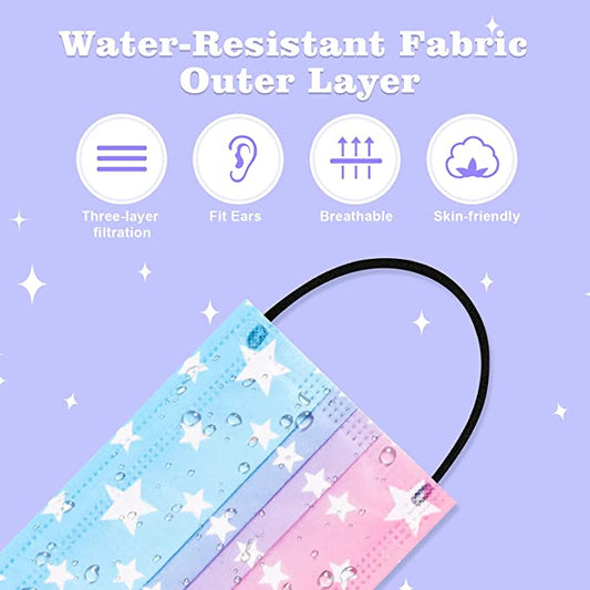 50PCS Disposable s Adults Size 5 Gradient Colors Star Patterns Indi