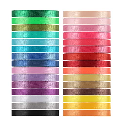 Value Satin Ribbon Pack 30 Color 750 Yard Total 3/8 inch 25 Yard Each Silk Satin