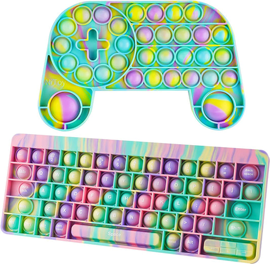 Large Bubble Game Controller Keyboard 2PC Silicone Pop Bubble Fidget Sensory Toy
