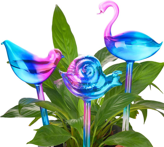 Glass Plant Self Water Bulbs 3PCS Purple Blue Gradient Iridescent Pearl Colorful