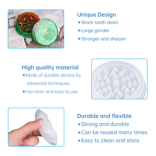 Epoxy Resin DIY Casting Silicone Mold Kit 2.87" Herb Grinder+5" Large Square A