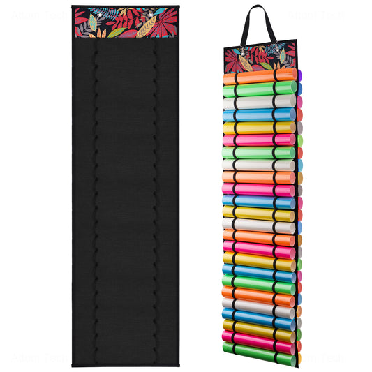 Vinyl Storage Organizer with 48-Compartment, Wall Mount Vinyl Roll Holder Doub
