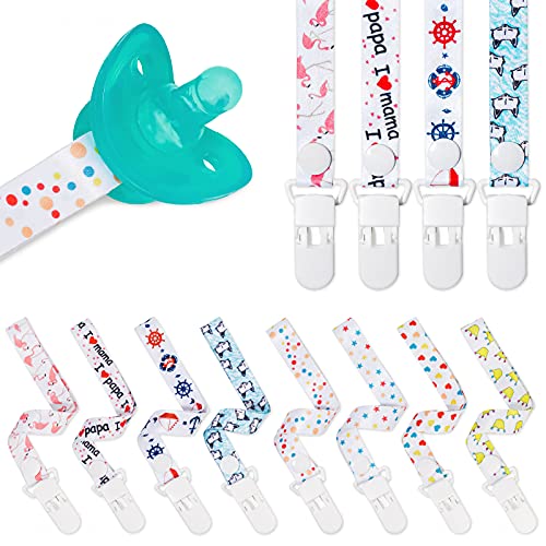8PCS Unisex Baby Teething Adjustable Length Pacifier Clip Sraps, Universal Saf