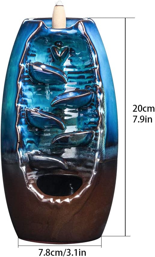 Home Back Flow Incense Burner, Ceramic Waterfall Incense Holder, Incense Ash C