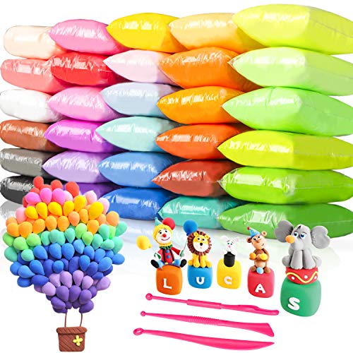 Air Dry Polymer Clay Soft 33 Colors Ultra Light Foam Clay Non-Toxic for Children