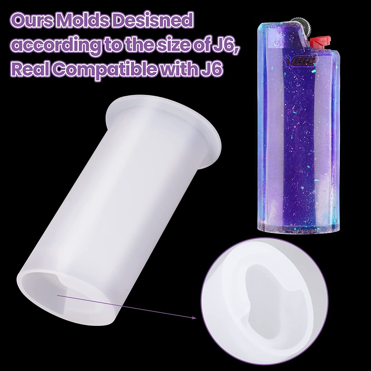 NiArt 2PCS Lighter Case Resin Silicone Mold for BIC Classic/Full/Maxi/Regular/J6