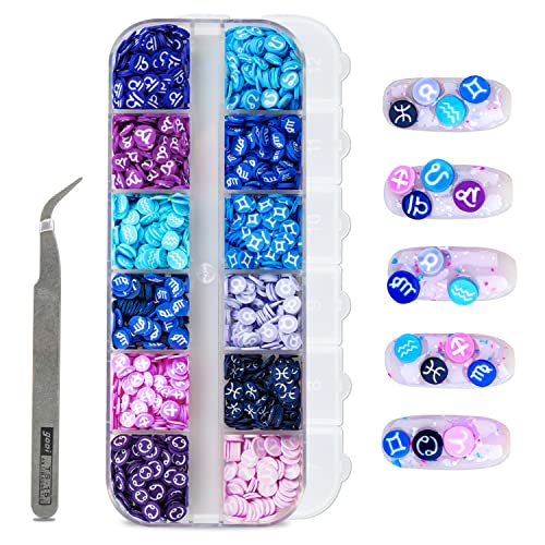 Nail Art Handcrafted 3D Charm 12 Zodiac Signs Soft Polymer Clay Slices, for Epox