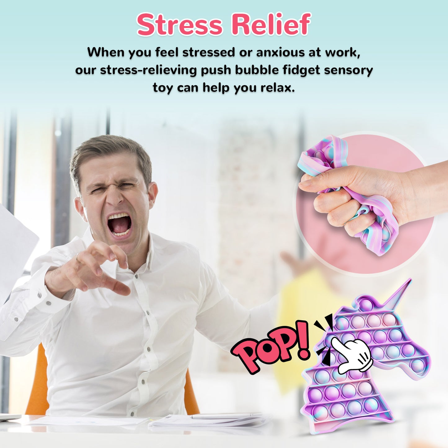 Fidget Pack 2PCS Push Pop Bubble Fidget Sensory Toys Stress Anxiety Relief Sil
