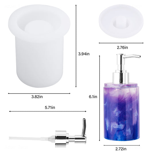 DIY Round Pump Dispenser Bottle Epoxy Resin Casting Silicone Mold Kit, 5fl.oz.