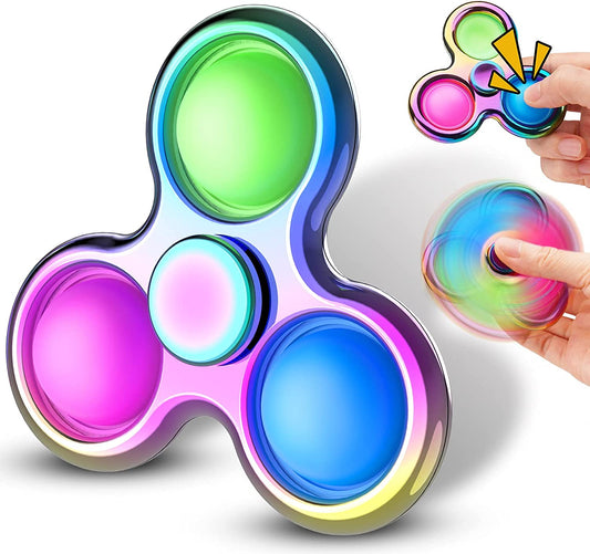 Fidget Pack Pop Fidget Finger Spinner 2-In-1 Multicolor 3-Bubble Toy Rainbow