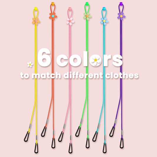 6-Color Pack 13" Long Round Nylon Elastic Adjustable Length Ear Loop Extender L