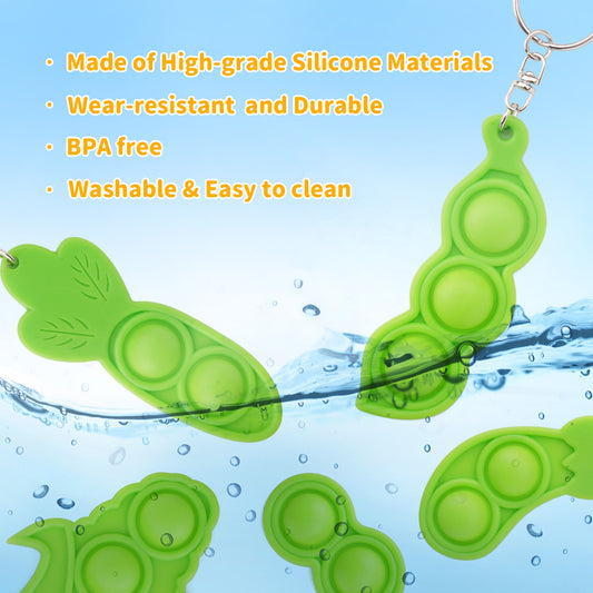 Green Veggies Pop Fidget Toy Keychain Silicone Bubble Stress Anxiety Relief 5PCS