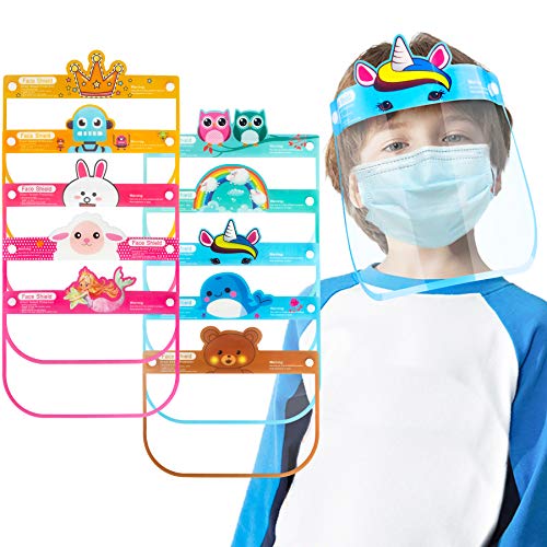 10PCS Kids' PET Reusable Clear Protective Safety Face Shields Assorted Designs f