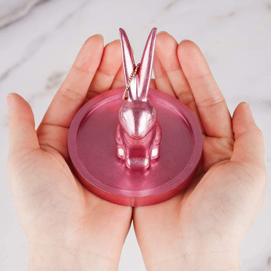 NiArt Resin Casting Silicone Molds 2PCS 3D Bunny Ring Holder+Green Laser Sequins