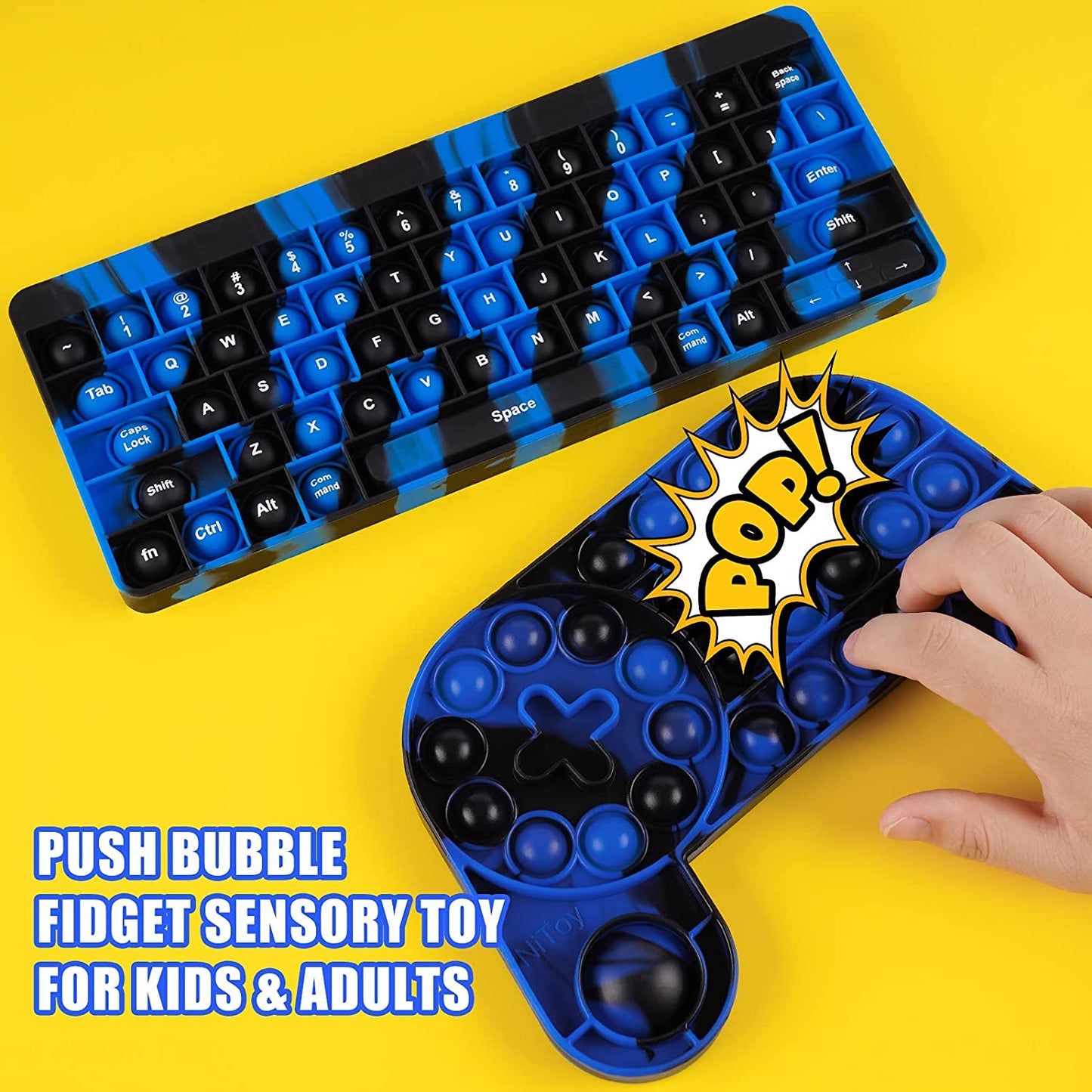 Large Bubble Game Console Silicone Pop Fidget Sensory Toys Keyboard & Controller