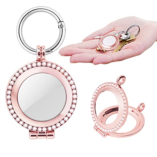 (Case Only) Alloy Metal Rhinestone Protective Case for Apple AirTag (Rose Gold)