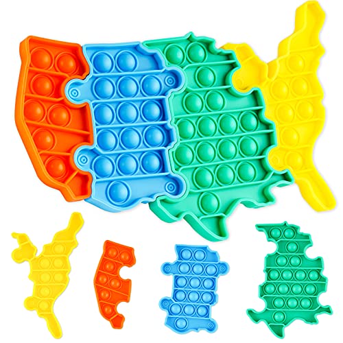 Push Pop Fidget Toy Silicone Bubble Sensory Game Board Stress Relief (US Map)