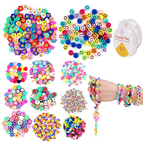 Mixed Beads DIY Jewelry Making Kit (300 Smiling Face+1200 Flat Round Polymer C