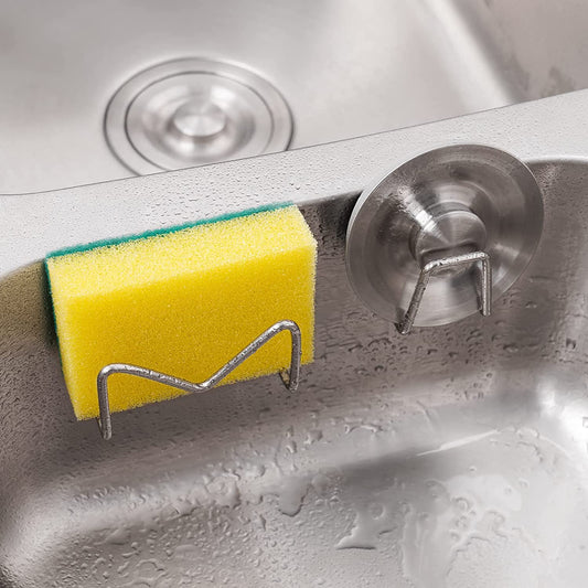 2PCS Adhesive Sponge Holders SUS304 Stainless Steel Mini Kitchen Sink Caddy Set