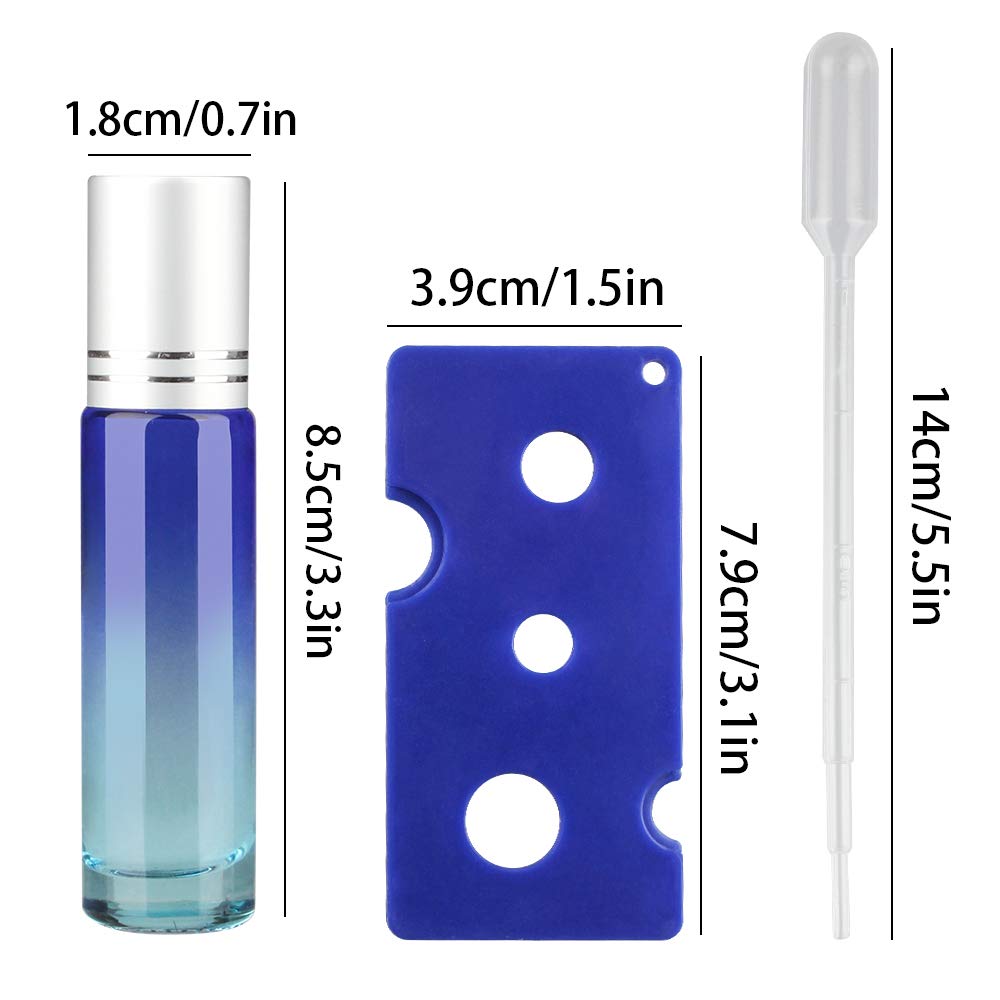10ml Colorful Essential Oil Roller Bottles Set with Stainless Steel Balls Home U