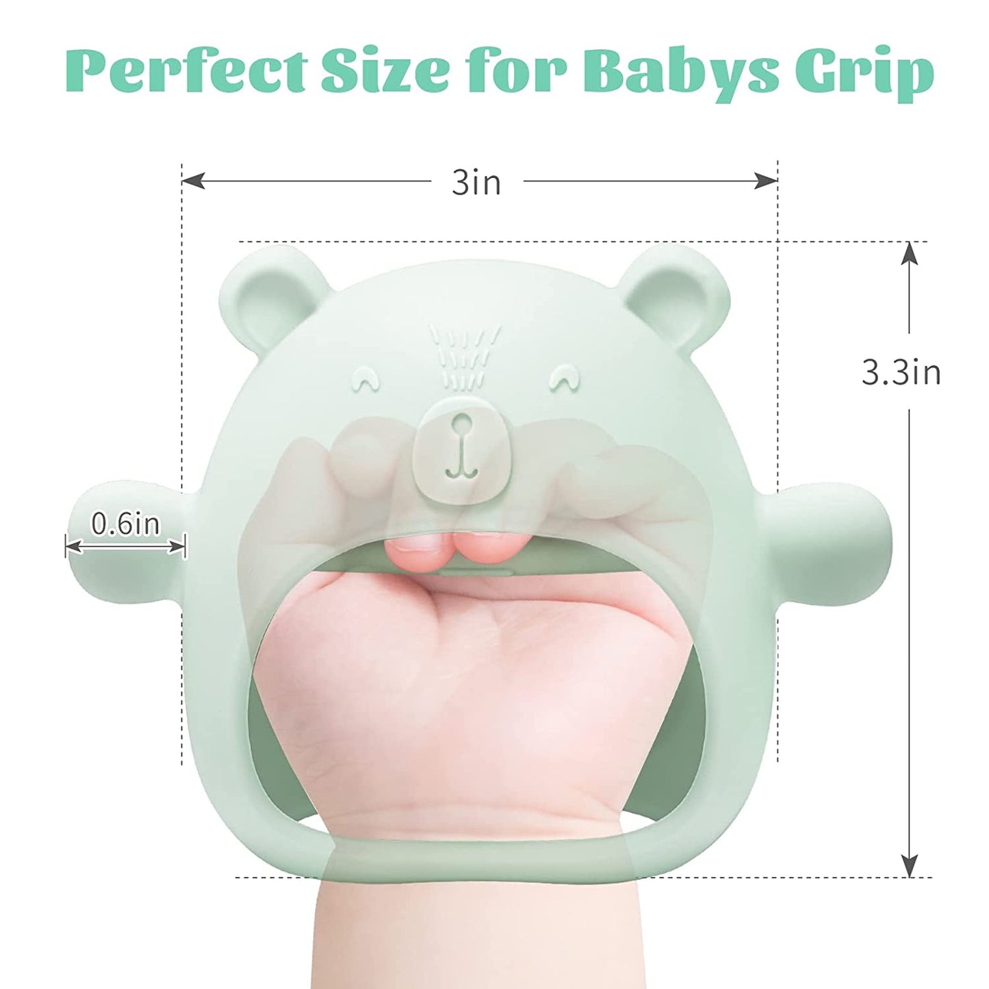 Little Bear Silicone Baby Mitten Teething Chew Toy for Babies 3-6, 6-12 Months
