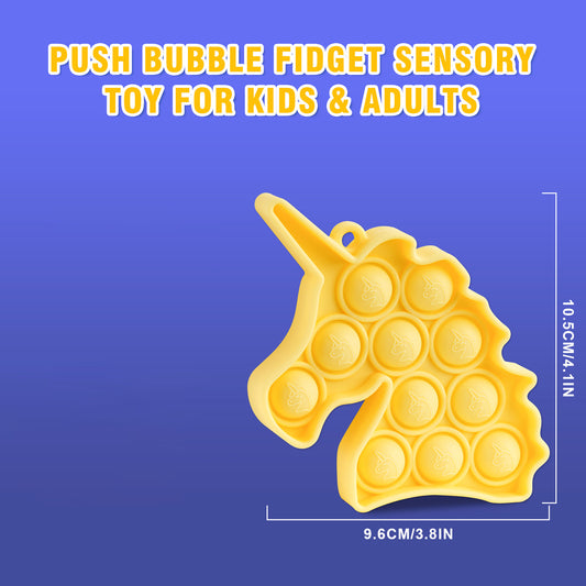 Mini Unicorn Push Popping Bubble Fidget Sensory Toy Keychain, Simple Fidget To