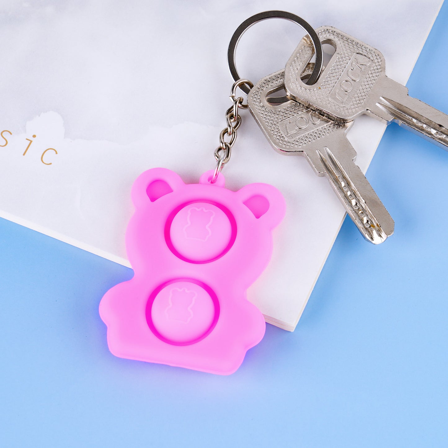 Fidget Pack 5PCS Mini Push Pop Bubble Fidget Keychain Sensory Toy Mixed Colors