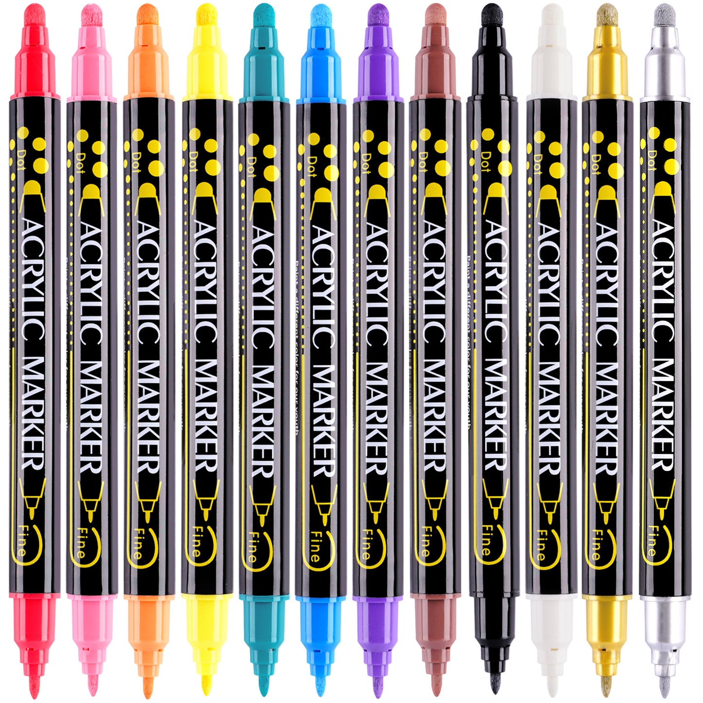 Normal.dot Pen Dual Tip DOT Marker Pens, 12 Colors 1mm Fine Tip & 5mm Round DOT Tip W ...