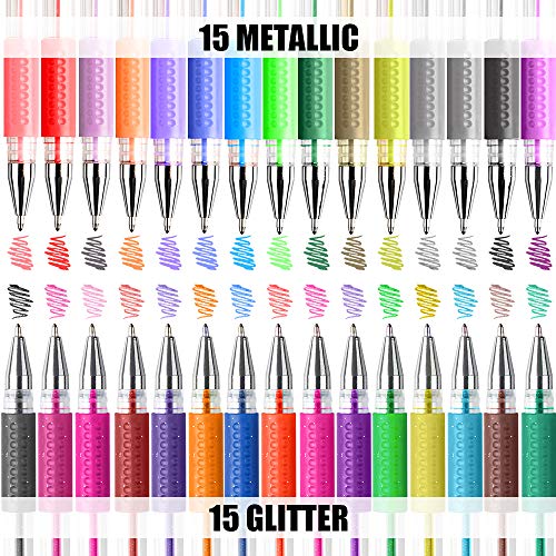 [30 Colors] Glitter Gel Pens Set Colored Pen Ballpoint Art Marker Set for Kid