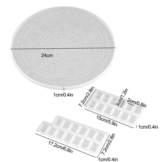 Epoxy Resin Silicone Molds DIY Casting Rune Stone Pendant Zodiac Constellation