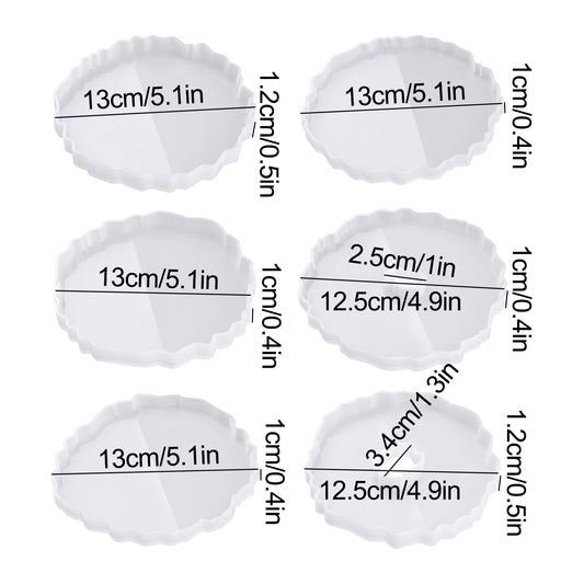 Soft Silicone Molds DIY Epoxy Resin Casting 6PCS Round Irregular Edges Pattern